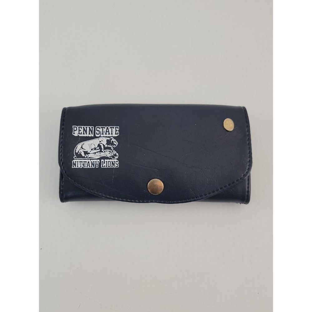 Vintage Penn State Blue Faux Leather Wallet Snap Closure Pictures ID Cards NEW